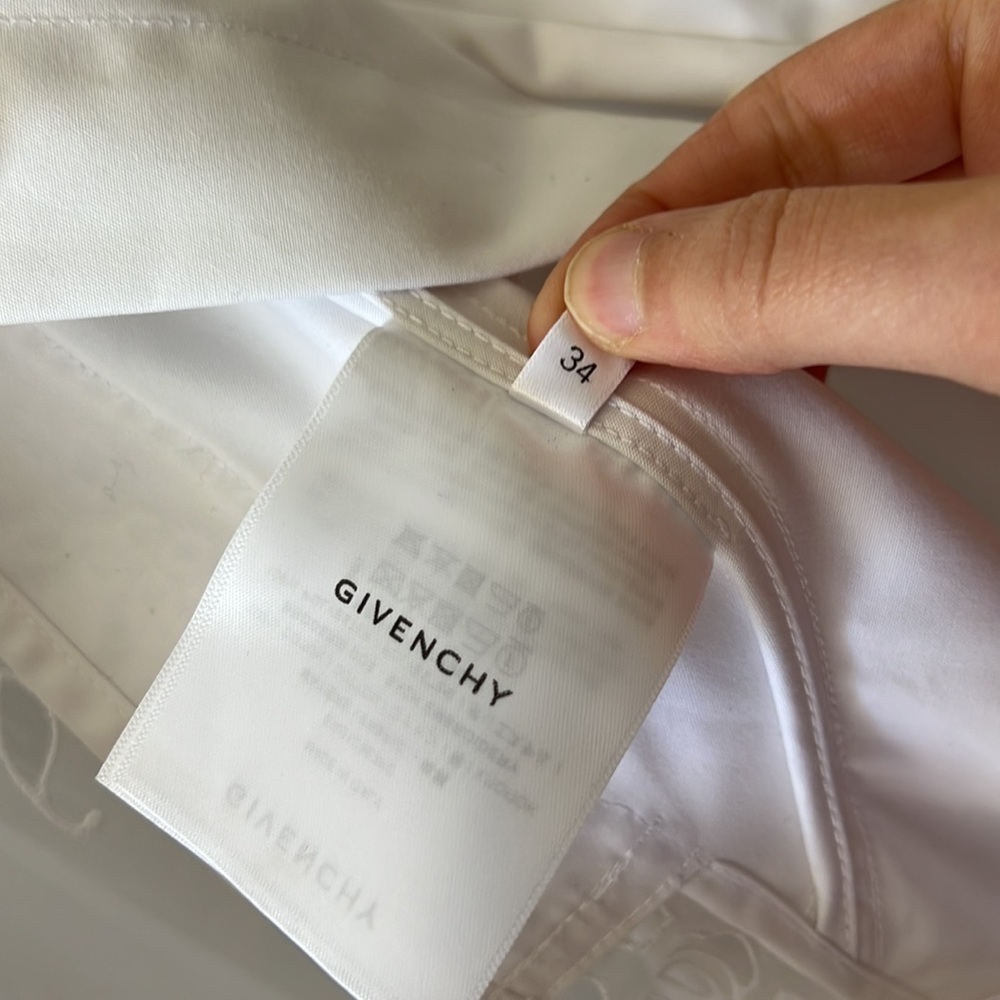 Givenchy Sheer Lace Back Long Sleeve Cotton Shirt Dress White Size 34 (US 2) - Picture 15 of 17